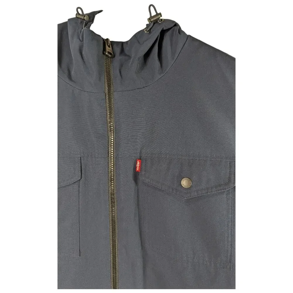 Levis Mens Hoodie Winter Rain Jacket 2XL XXL Water Wind Resist Navy Blue Arctic
